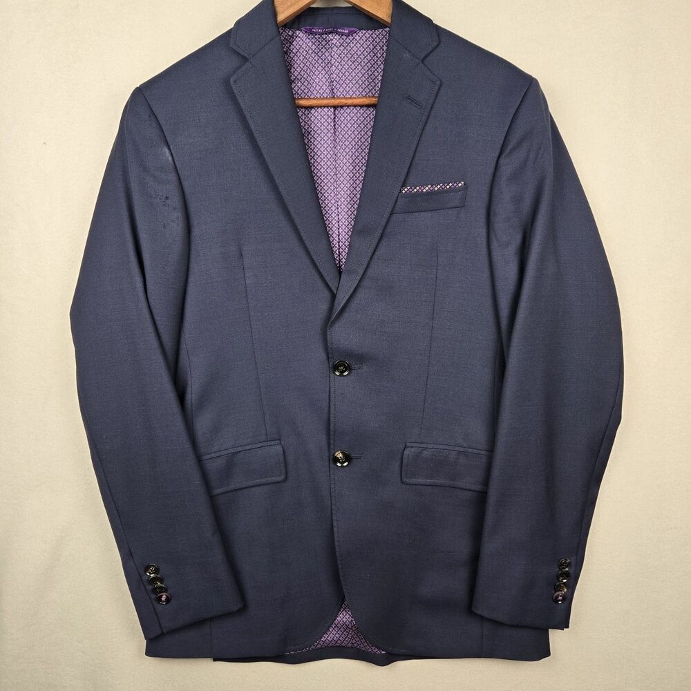 Ted Baker London Endurance‎ Trevi Wool Blazer Sport Coat Mens 36R Blue Purple